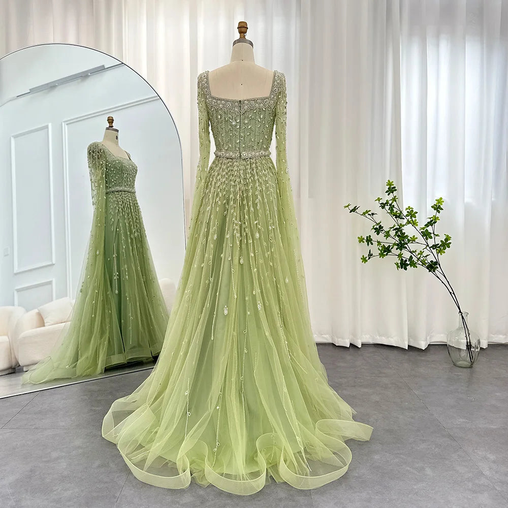 Evening wear Dresses: Evening Dresses for Women Wedding Square Neck Cap Sleeves