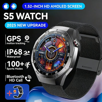 Round GPS Smart Watch Waterproof BT Call Men SmartWatch for Women Health Monitor 100+Sport Smart Band DIY Watch Faces Best Gifts