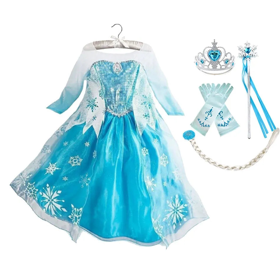Cinderella Anna Elsa Costume Children Princess Dress for Girls Kids Cosplay Snow
