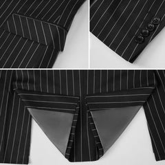 Blue Striped Men Suits For Wedding Slim Fit Peak Lapel Double Breasted Blazers Pants Formal Business Groom Wear Costume Homme