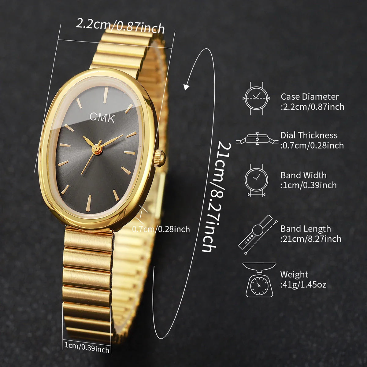 Fashion Oval Dial Women Watches Ultra-thin Strap Analog Quartz Wristwatch Girls Clock Reloj Mujer（Without Box）
