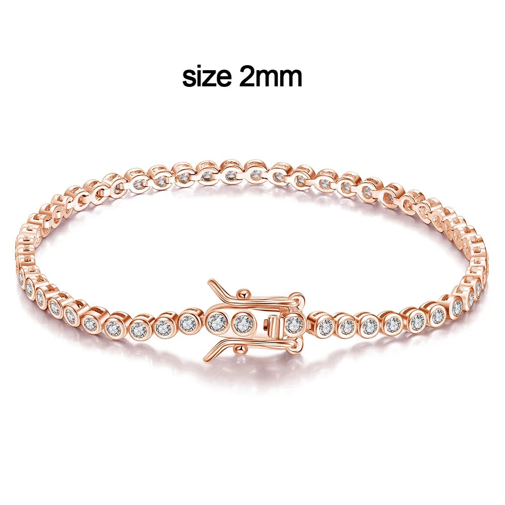 KNOBSPIN D VVS1 Round Moissanite Tennis Bracelet Original s925 Sterling Silver Plated 18k Gold with GRA Bracelets for Women Man