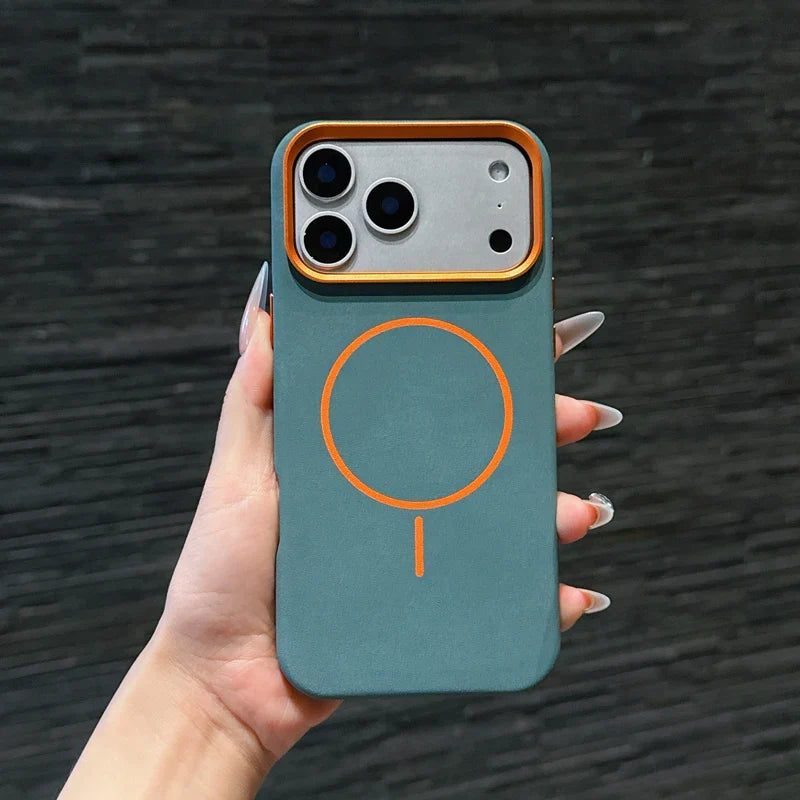 For iPhone 17 Pro Max 17 Air Case Magnetic Elephant Skin Pattern Ultra-thin Metal Lens Protection Wireless Charging Cover