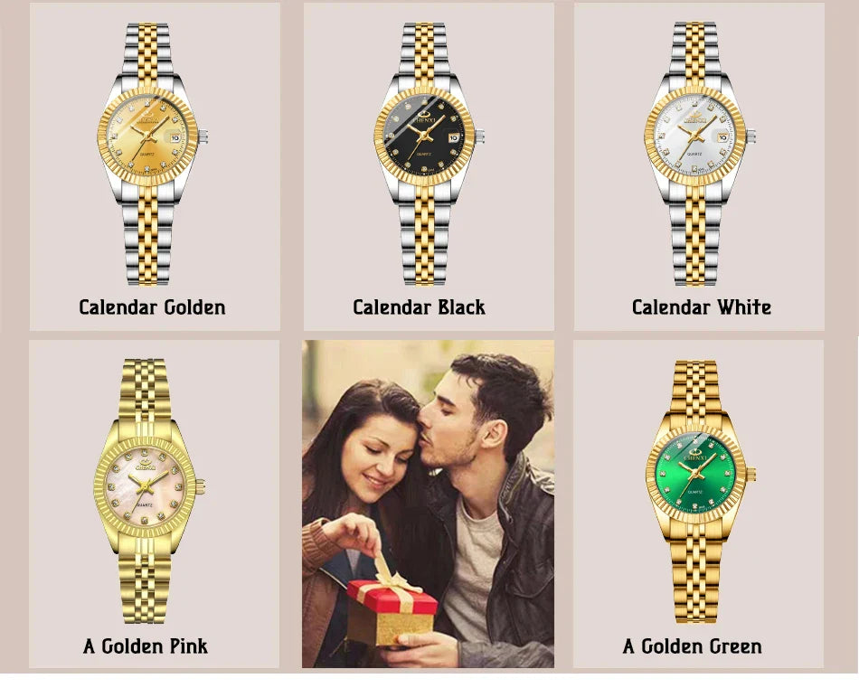 CHENXI Super Hot Sale Luxury Women's Watch Quartz Golden Stainless Steel Small Dial Charm Dress Trendy Wristwatch for Fashion La