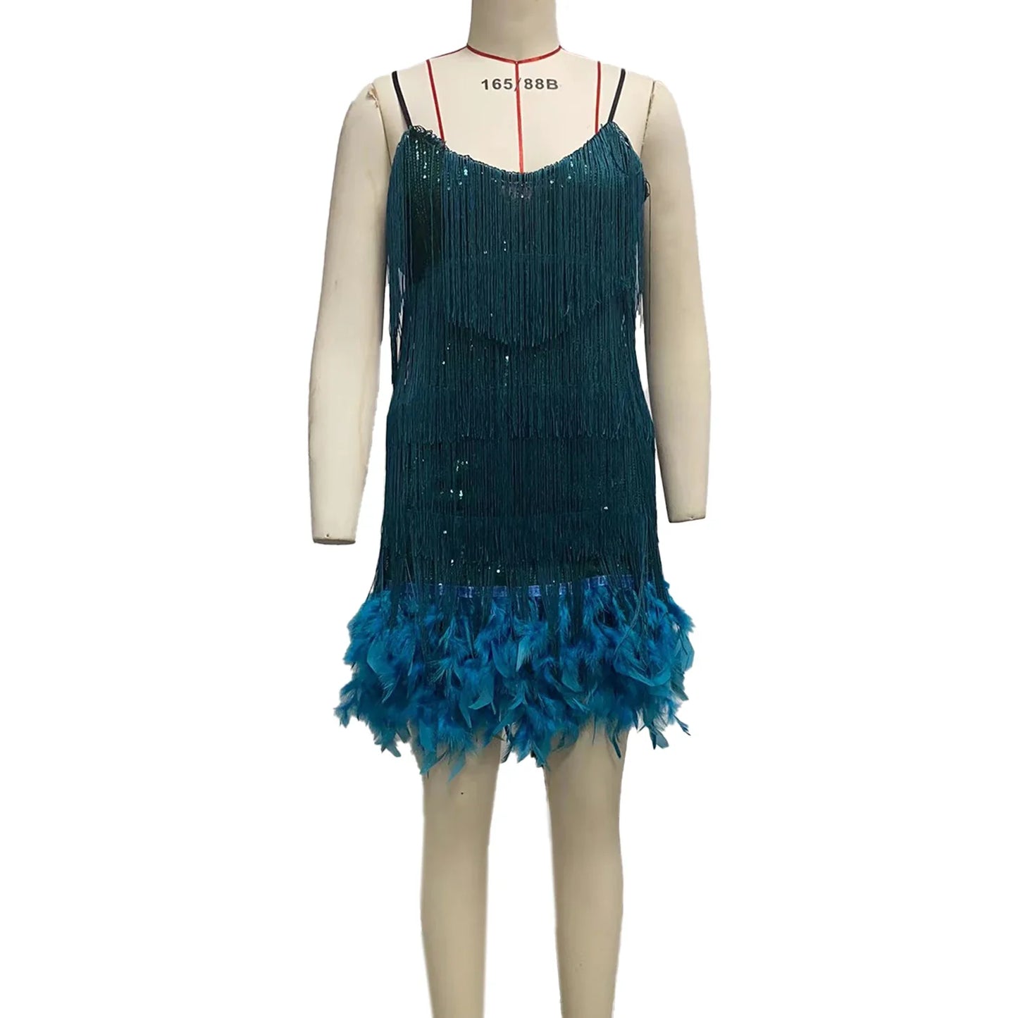Chic  Elegant Dress Stretchy Tassel Sequins Decor Sexy Bodycon Mini Dress Pure Colors Above Knee Summer Dress Club Wear
