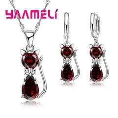 Real 925 Sterling Silver Color Jewelry Sets for Woman Girls Shining Austrian Crystal