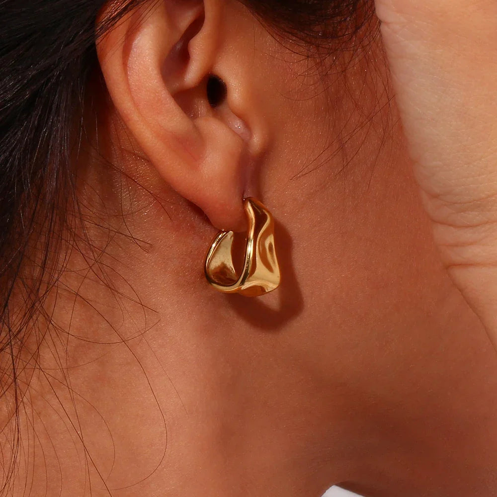 E.B.belle Hot-Selling Geometric Trapezoid Shape Creole Stainless Steel Earrings For Woman Unusual Earrings Women's Ear Creoles