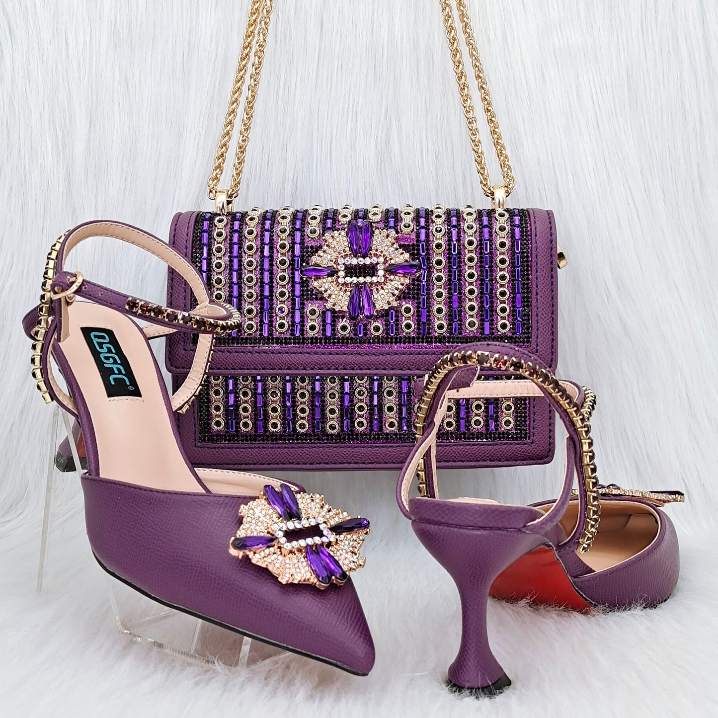 Italian Shoes And Bag Sets For Evening Party With Stones