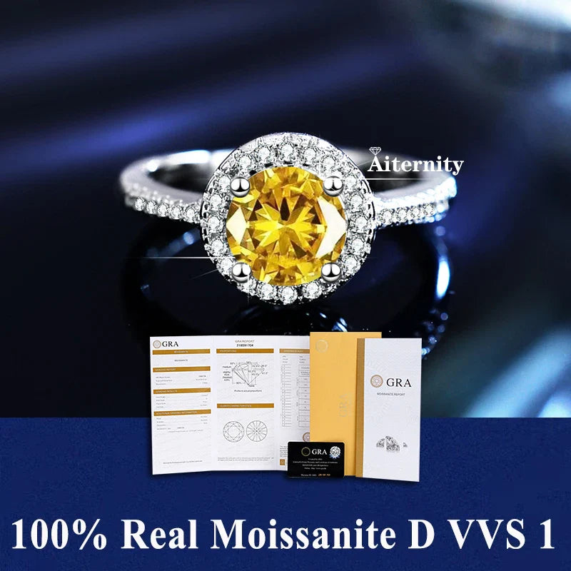 NEW 100% Real Moissanite Ring D VVS1 Pass Diamond Test Pen Adjustable Size S925 Sliver GRA Certificate Wedding Rings for Women