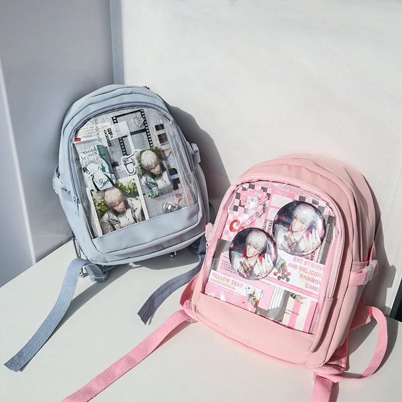 Y2K Cute Mini Backpack Women Kawaii Ita Bag Sweet Girl Transparent Rucksack DIY Personality Display Knapsack Lolita Shoulder Bag