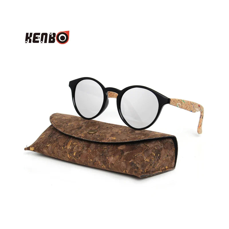 Kenbo High Quality Round Wood Bamboo Grain Polarized Sunglasses With Case Fashion Women Man Shades Wooden Sunglasses