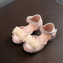 Children Sandals Pearl Flower Fashion Princess Shoes Girls Sandal Party Beach Baby Flats Casual Shoes