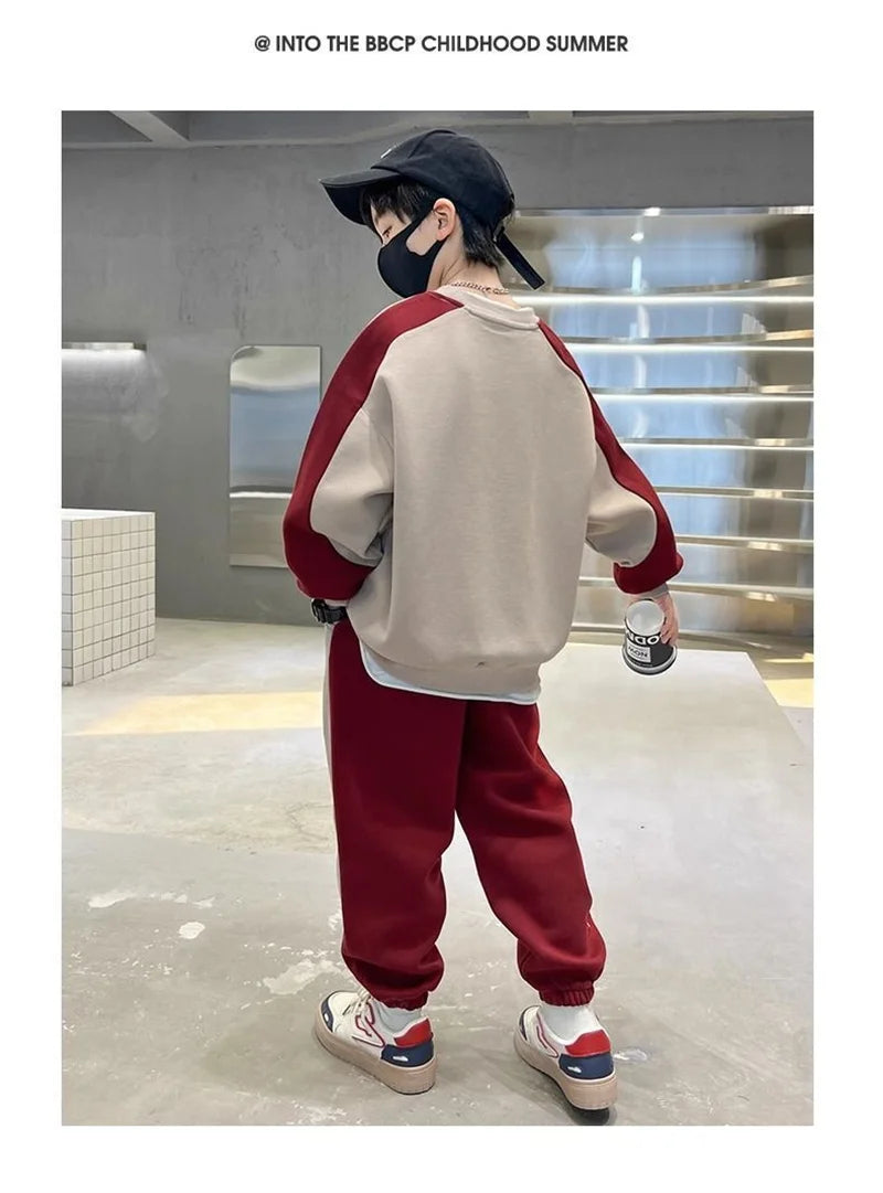 Boys Prints Letter Sets Children Spring Fashion Clothes Suits Kids Casual Sweatshirts+Pants 2Pcs Simplicity Autumn Outfits