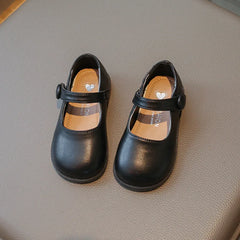 Black School Girl Leather Shoes Solid Color Autumn Versatile Kids Mary