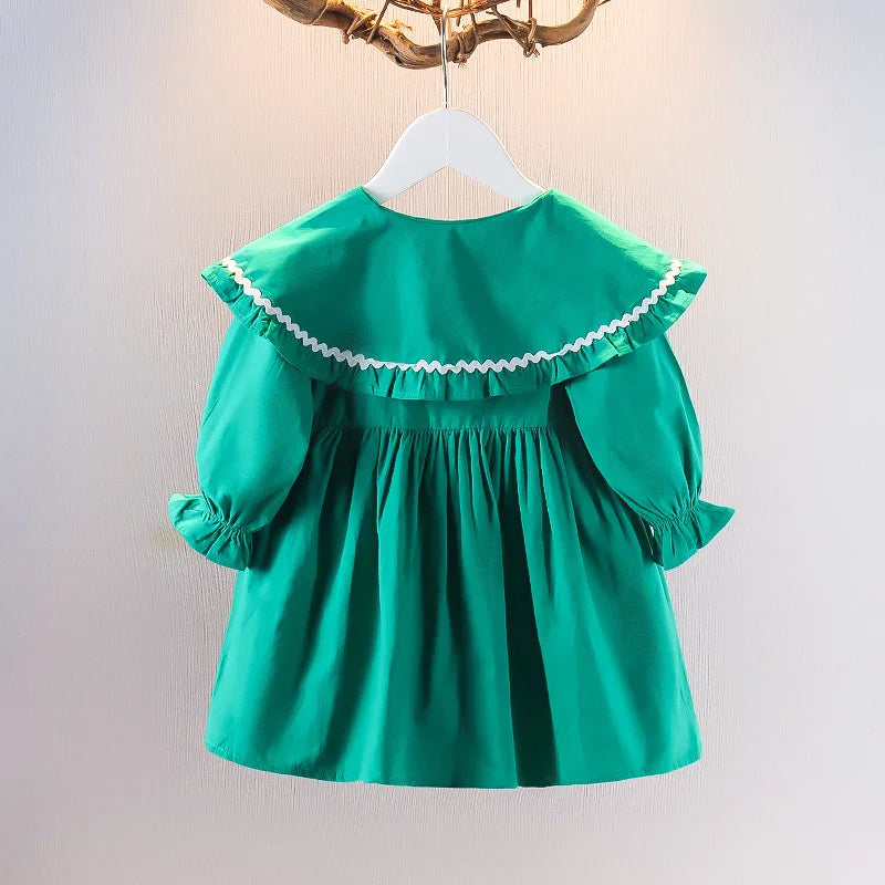 Children's Korean version Dress Spring and Autumn Fashion Girl's Pure Cotton Flower