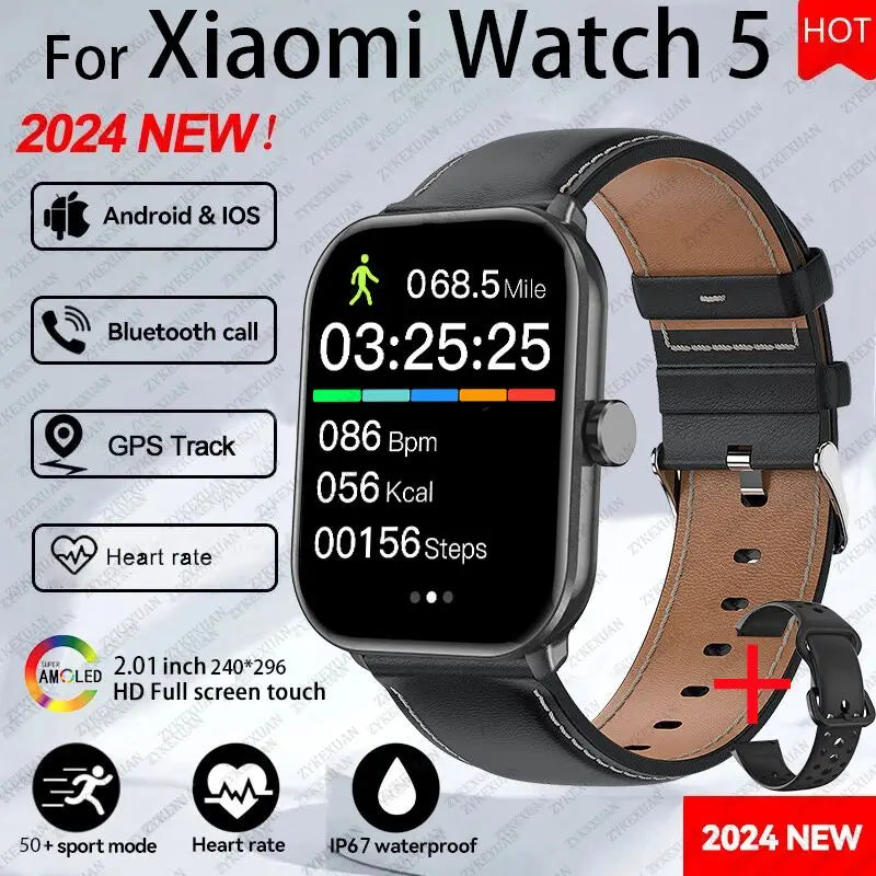 New BOXUXING Watch 5 Global Version Men Women HD AMOLED Screen Heart Rate Bluetooth Call GPS Track Waterproof Sports Smart Watch