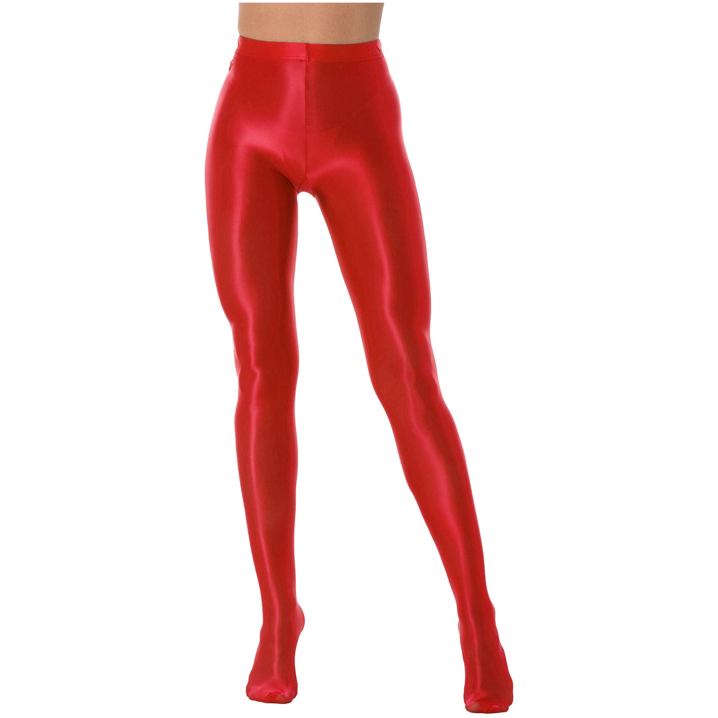 Women Glossy Solid Color Pantyhose High Waist Tights Stockings Footed Leggings