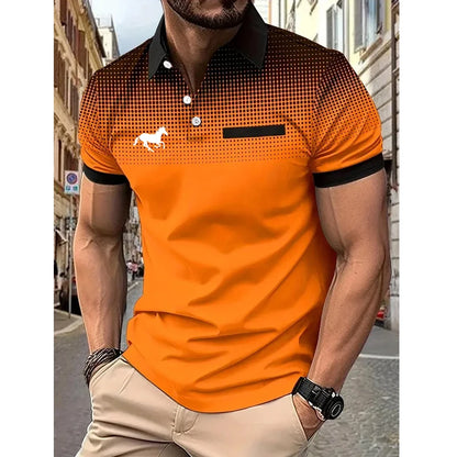 Men Summer Fashion Slim Fit Sport Short Sleeve 100% Polyester Polo Shirt Fake Pocket Decoration Casual Sport Golf Polo Shirt