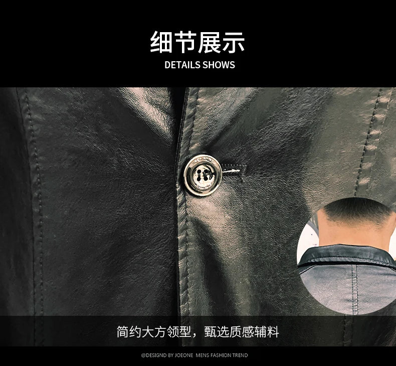Mens Leather Jacket and Coats Spring and Autumn Men Business Casual