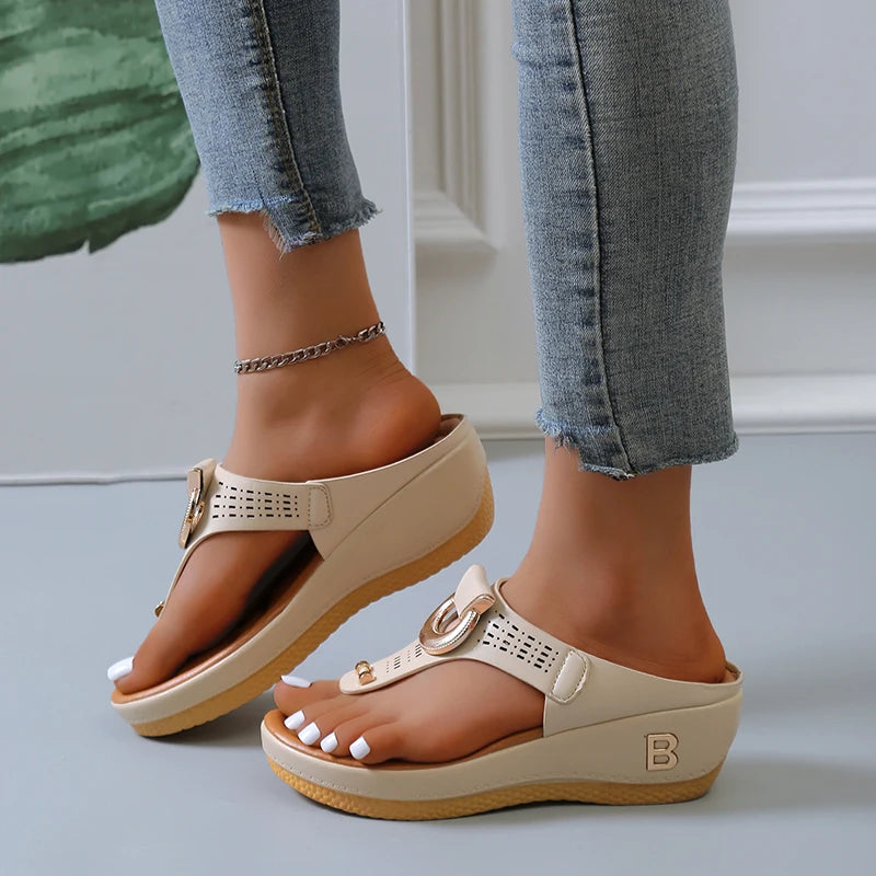 2023 Summer Women's Sandals Rome Wedges Slippers Causal Platform Beach Shoes Plus Size 42 Flip Flops Comfortable Ladies Slides