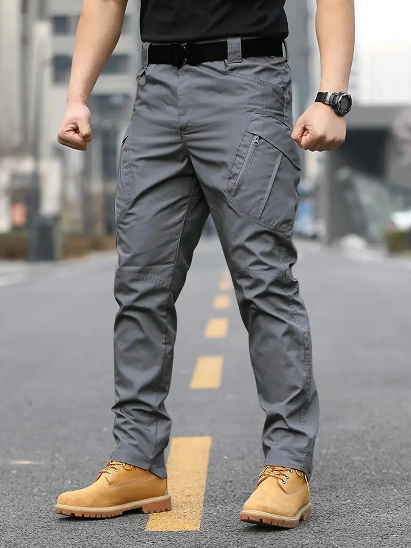 Men's multifunctional pocket tactical pants, wear-resistant Cargo Pants, water repellent, suitable for hiking and outdoor work
