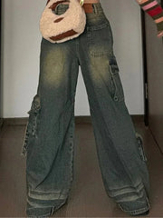 Trousers Baggy Cargo Pants Office Lady Wide Pants Casual Long Jeans