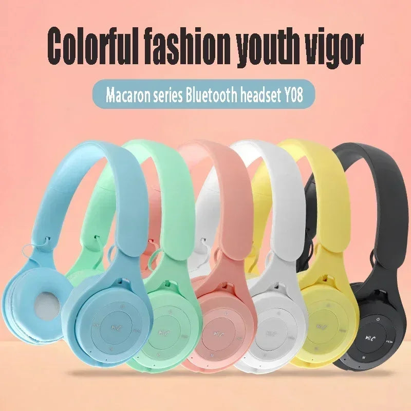 Macarone Wireless Bluetooth Headphones With Microphone Sound Insulation Gaming Earphone Hifi Bass Earbuds Blutooth5.3 Hedset