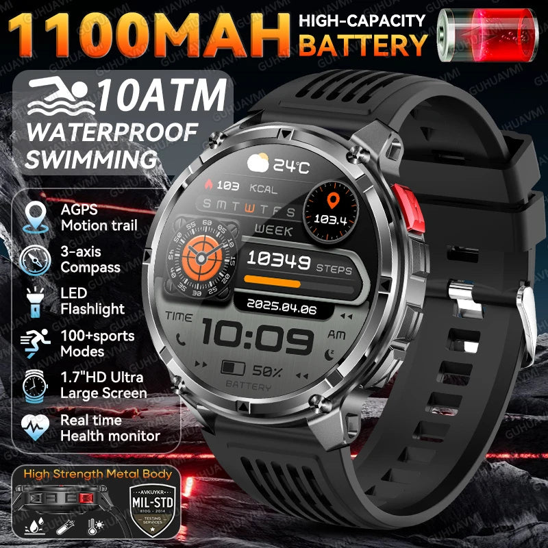 2026 New T-Rex3 Pro GPS Tracker Smartwatch Men 120-Day Standby 1100mAh Clock Rugged Outdoor Sport 10ATM Waterproof Call Watches