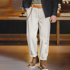 Maden Vintage Gentleman Naples Pants Korea Fashion Casual  Paris Button Straight Wide Trousers