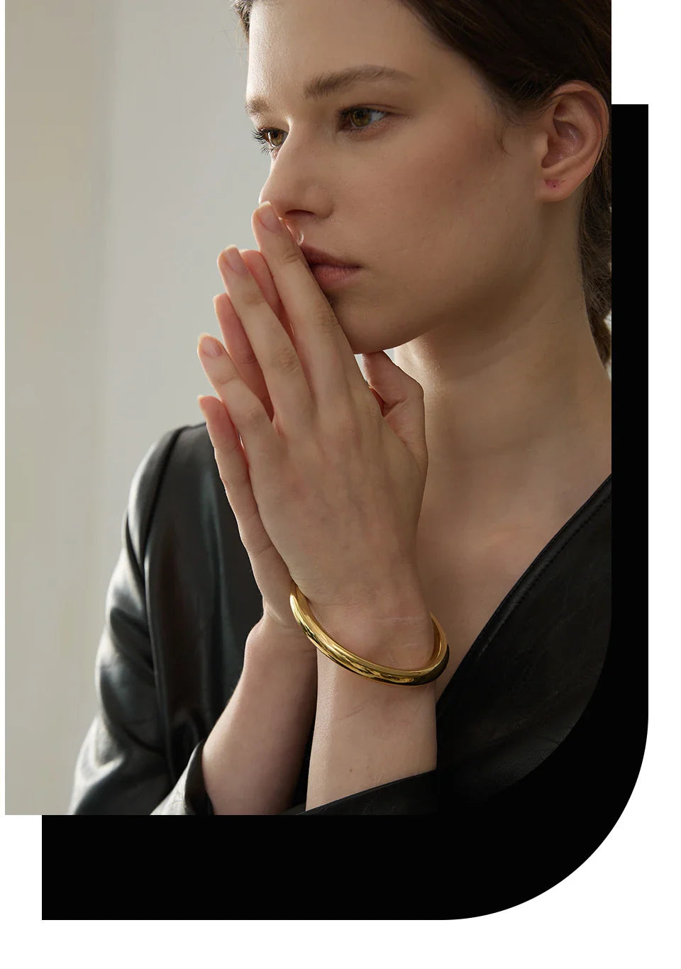 Yhpup 65mm Polished Textured Waterproof Stainless Steel Big Bracelet Bangle Statement Glossy Minimalist Jewelry High Quality