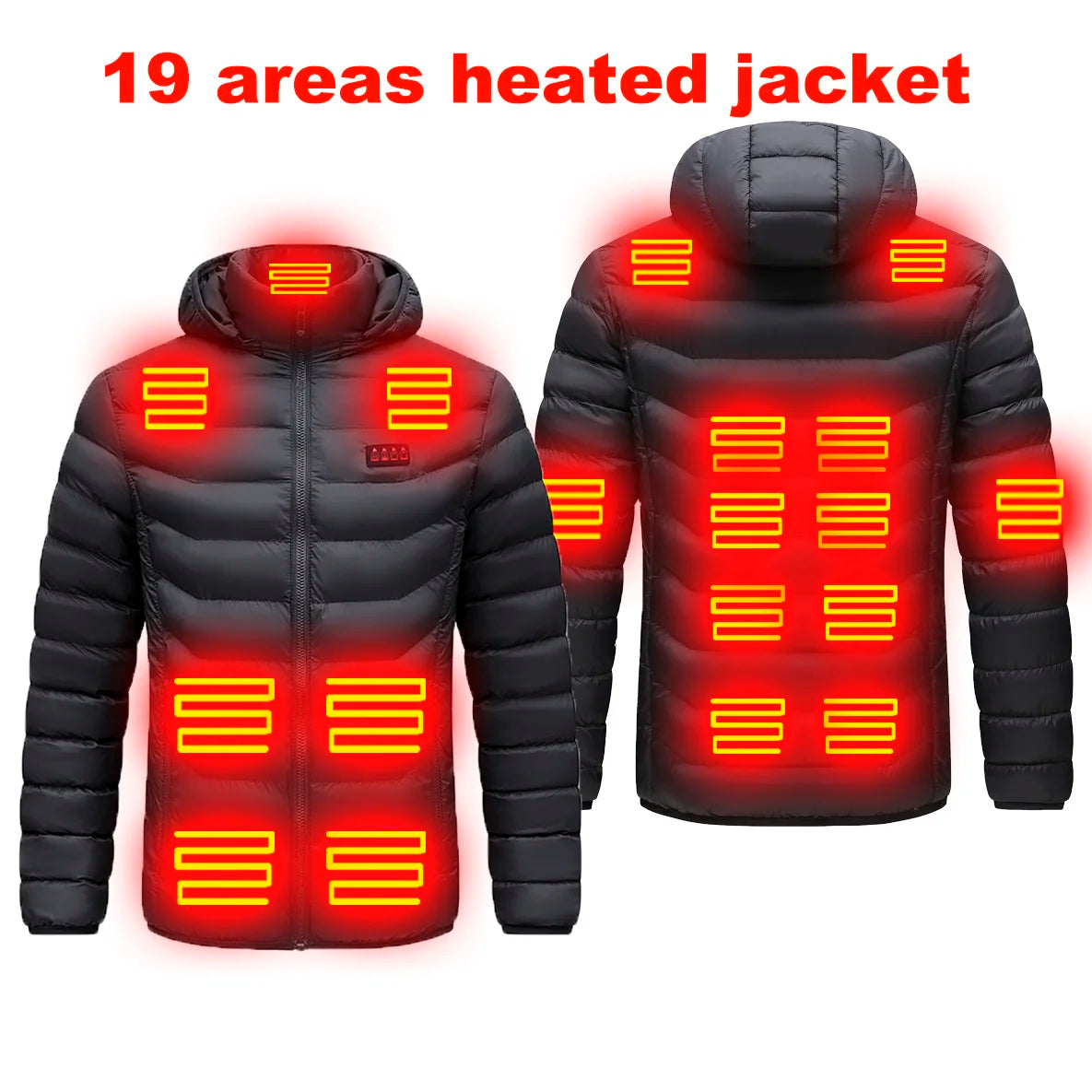 19 Areas USB Heated Jacket Men Winter Thermal Coat Electric Heating Jacket Hooded