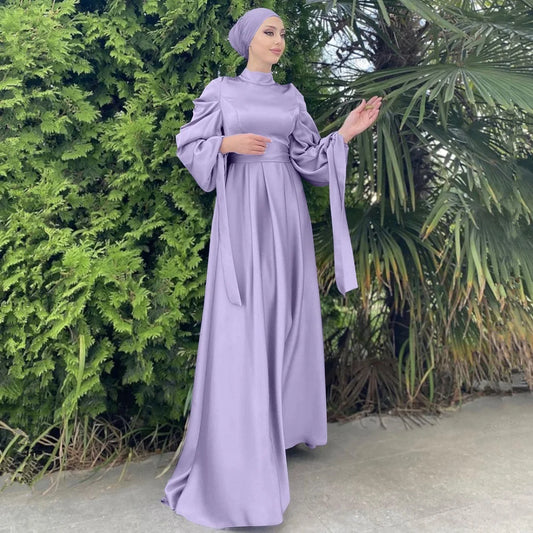 Satin Ramadan Fashion Modest Abaya Muslim Dubai Saudi Arabia Slim Fit For Women