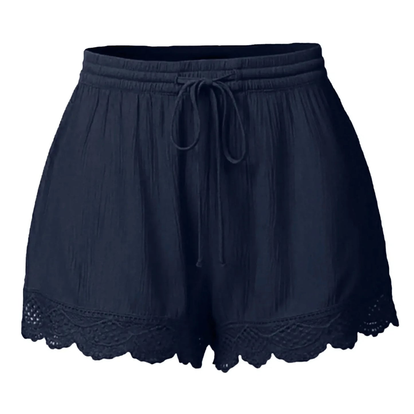 Shorts For Women Ruffle Hem Casual Shorts Plus Size Drawstring  Lace Shorts