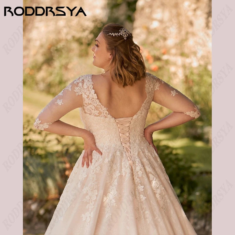 White Bridesmaid Dresses: Wedding Dress Princess A-Line V-Neck 3/4 Sleeves Bride