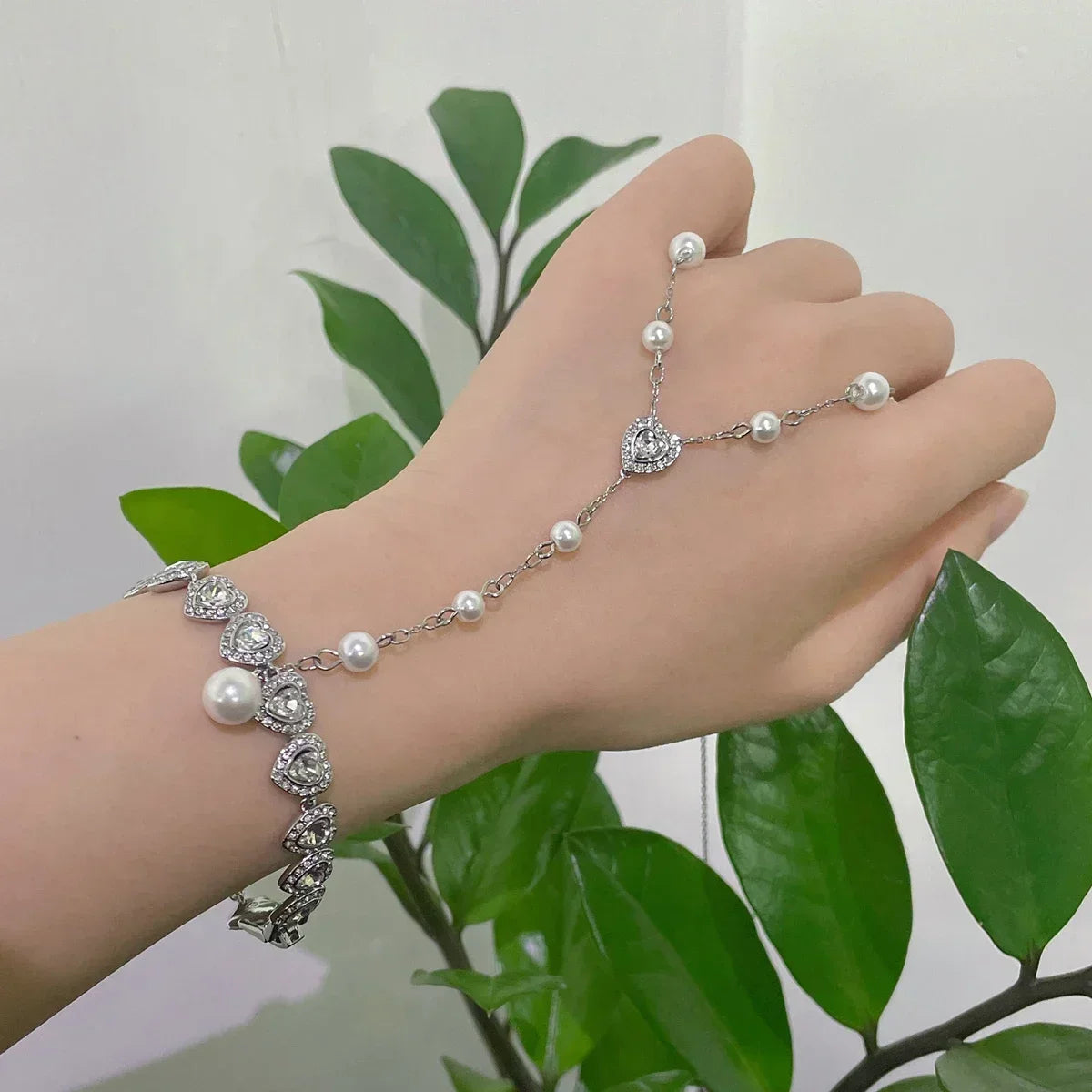 2025 New Trend Fine Wedding Jewelry Set Charm Silver Heart shaped Crystal Luxury Pearl Necklace Earrings Romantic Gift for Women