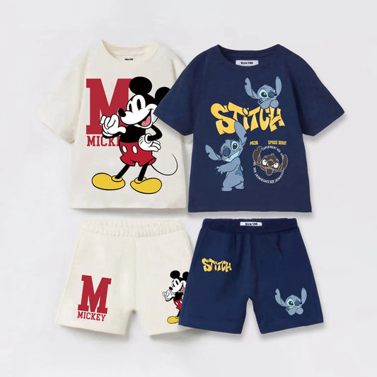 Baby Summer Clothing Girls And Boys 9 Months To 6 Years Old T-shirt Children's Cloths Summer Mickey Children's Clothing Set