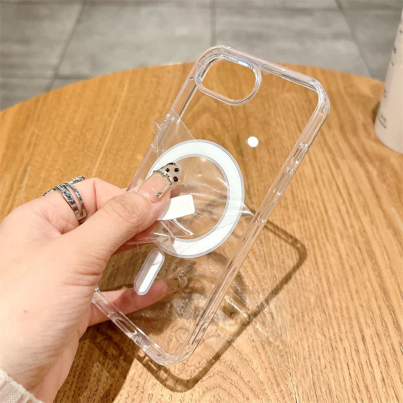 For Magsafe Magnetic Transparent Phone Case For iphone 16E 15 14 13 12 Mini 11 16 Pro Max XR X XS Max 7 8 Plus SE2020 Soft Cover