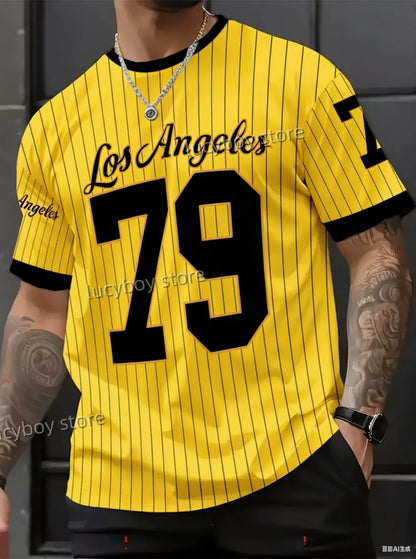 NEW IN  American Style 79 LOS ANGELES T-Shirt  Men  Short Sleeve O- Neck sport Tee Vintage Basketball T-shirt Men Clothes