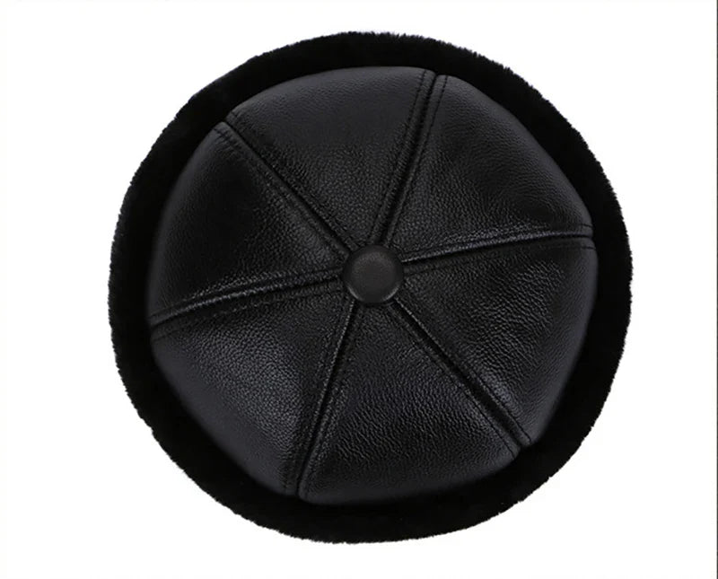 Brand New Style 2026  Retro Cowhide Bomber Hat Winter Keep Warm Caps Men Women Real Leather Cap Thick Velvet Dad Hat Leather Hat