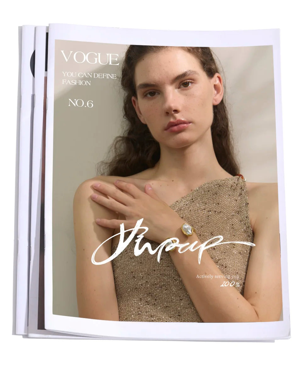 Yhpup 59mm Stainless Steel Baroque Simulated Pearls Cuff Bracelet Bangle Tarnish Resistant Gold Color Wrist Jewelry New