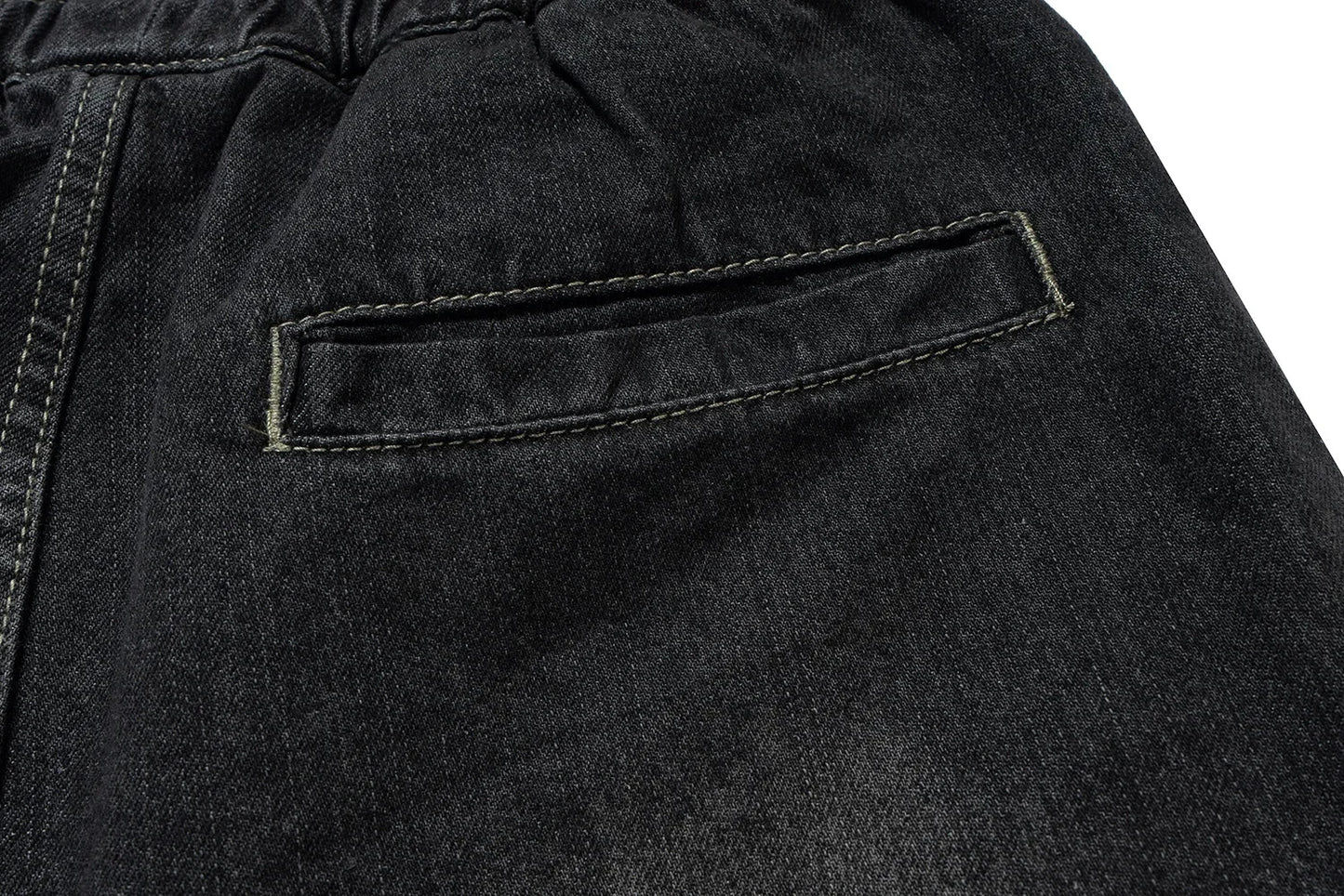 Gothic street jeans with multiple pockets men's shorts wide-legged loose nine-quarter pants knee-length pants loose casual pants