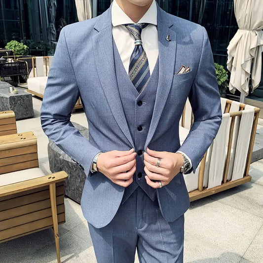 Boutique (Blazer + Vest + Trousers) Men's Italian Style Elegant Fashion Business