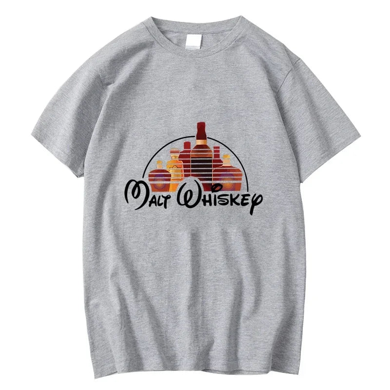 Summer Men's T-shirt 100% Cotton Funny Malt Whiskey Print Summer Loose O-neck Cool T Shirt for Men Short Sleeve T-shirt Male Tee