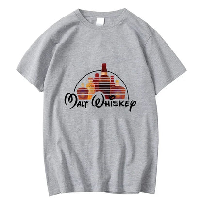 Summer Men's T-shirt 100% Cotton Funny Malt Whiskey Print Summer Loose O-neck Cool T Shirt for Men Short Sleeve T-shirt Male Tee