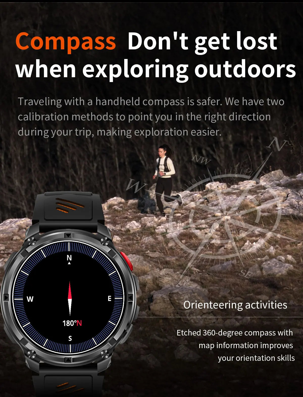 New Military T-Rex3 Ultra 1100mAh Battery Smart Watch 5 ATM Waterproof 1.7"AOD Compass GPS Sports tracker Outdoors Smartwatches