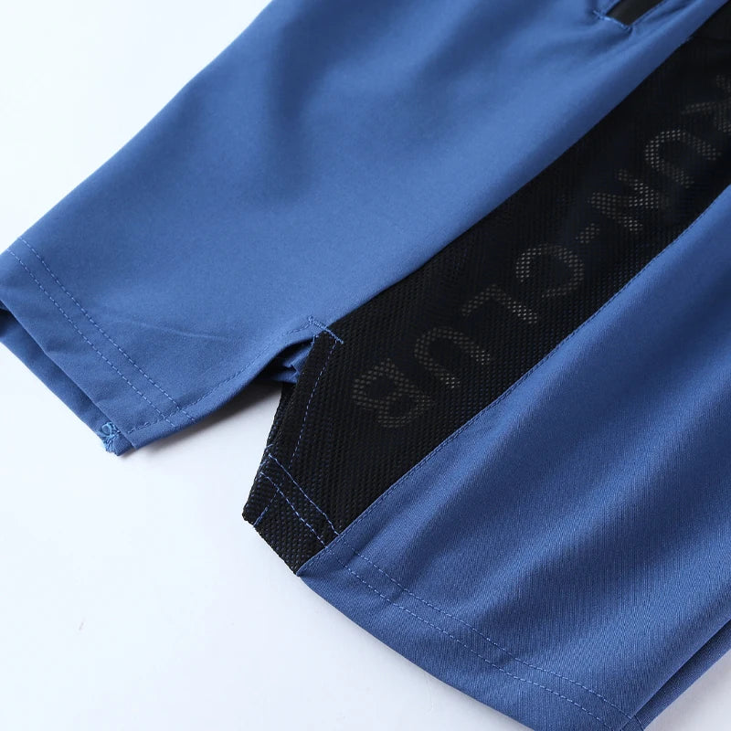 Men Run Shorts Patchwork Training Shorts Zipper Pockets Gym Sports Quick Dry Short