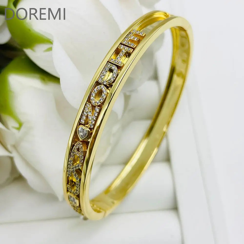DOREMI Personalized Charms Slide Bangle English Letters 12 Birthstone Charm Heart Star Slide Bangle