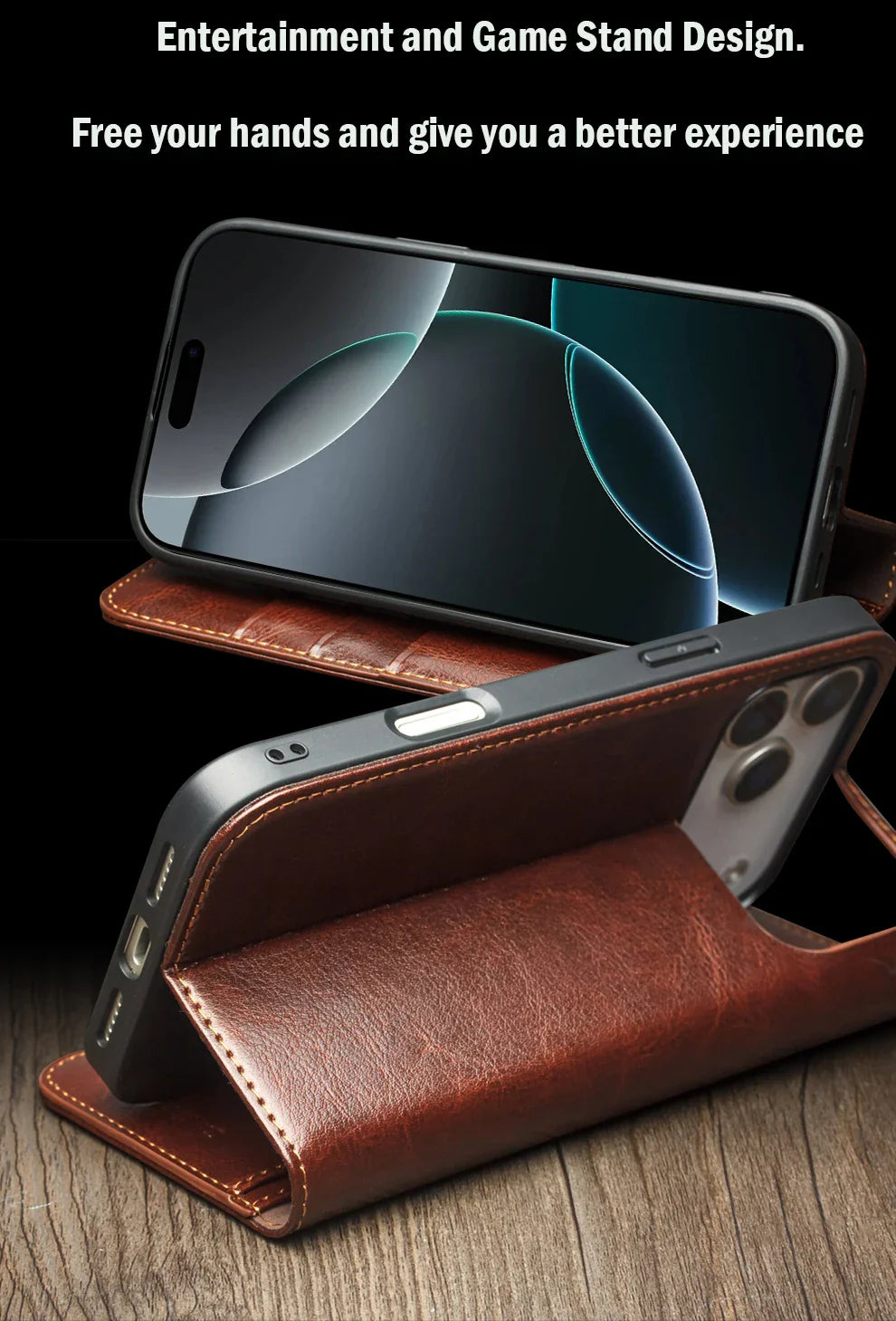 QIALINO Case for iPhone 17 Pro Max Luxury Ultra Slim Handmade Genuine Leather Wallet Card Slot Flip Cover for iPhone 17 Pro/Air