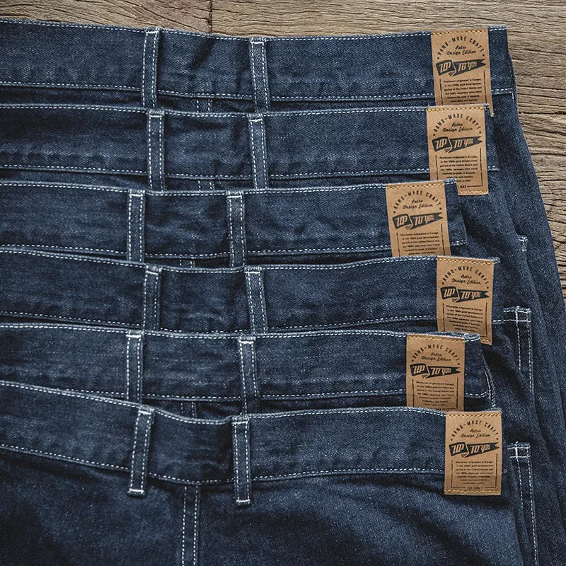 Maden Wide Leg Pants 11.5 Oz Dark Blue Jeans Oversize Pants For Men