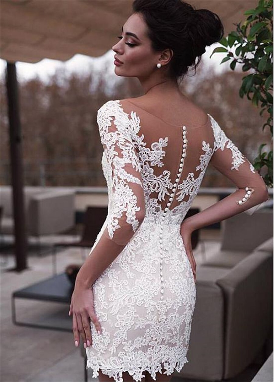 White Bridesmaid Dresses: Wedding Dresses With Detachable Skirt Lace Appliques